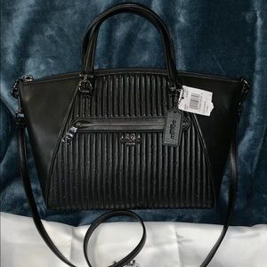 COACH Prairie Satchel Black Napa Leather $395